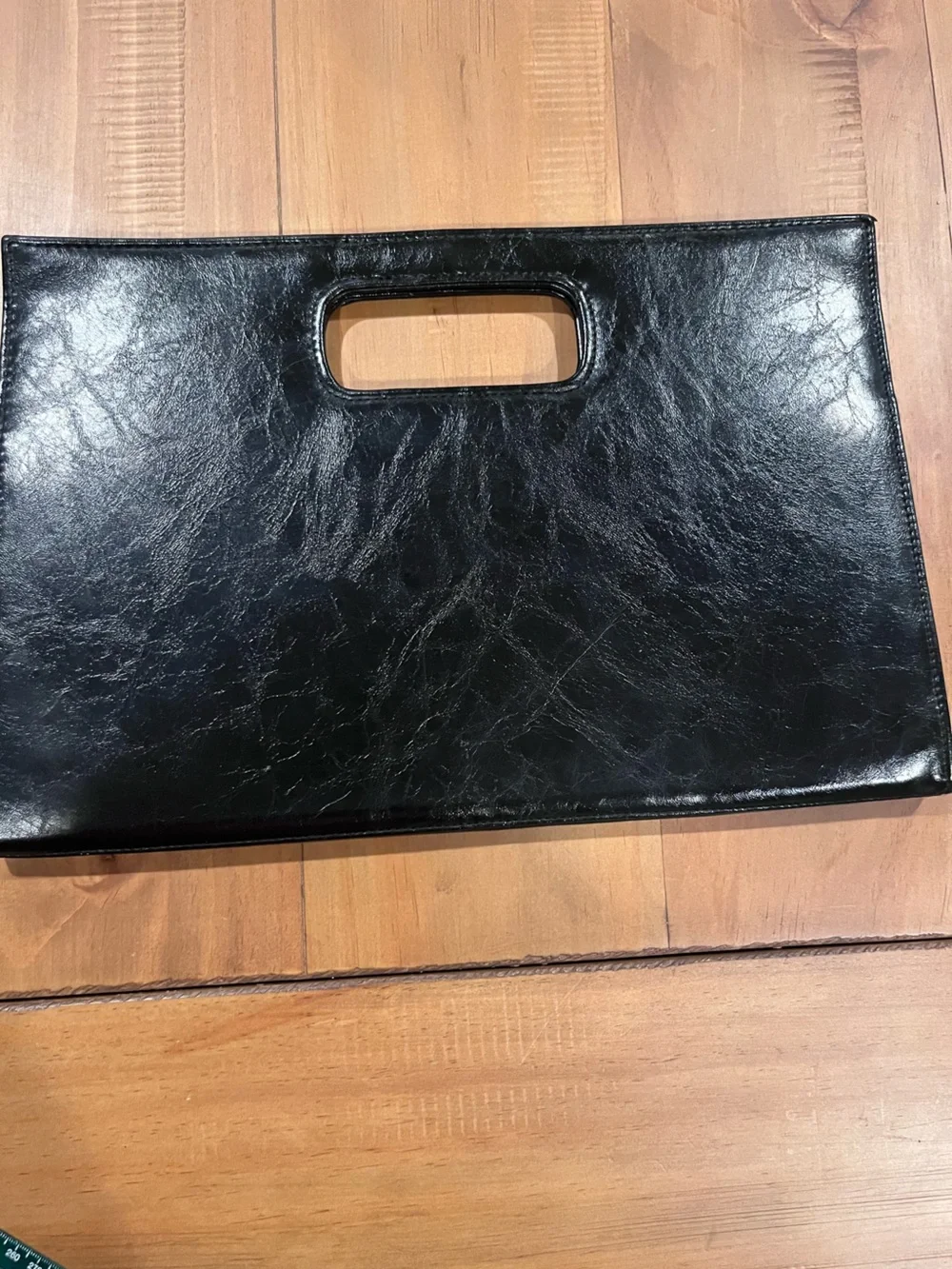 Cato Black Laser-Cut Faux Leather Clutch